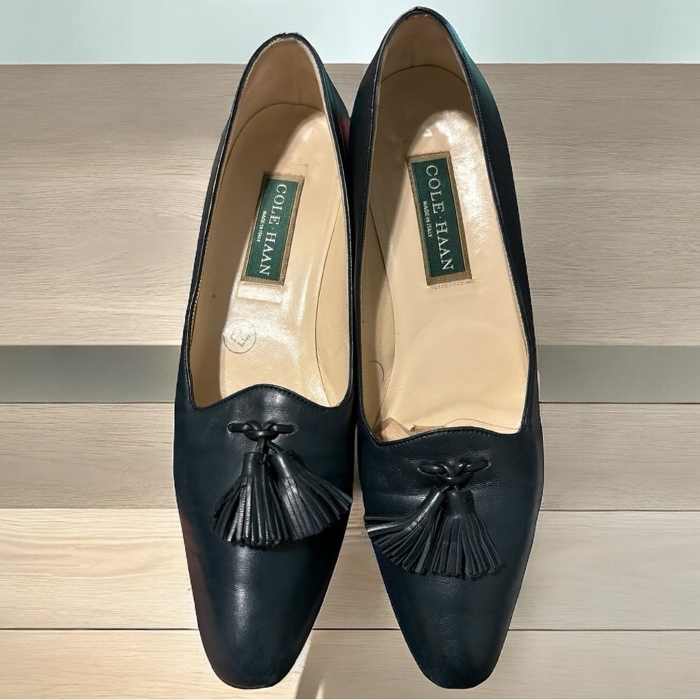 Cole Haan Blue Soft Leather Tassel Loafers Women's Size 8.5 Italy Classics